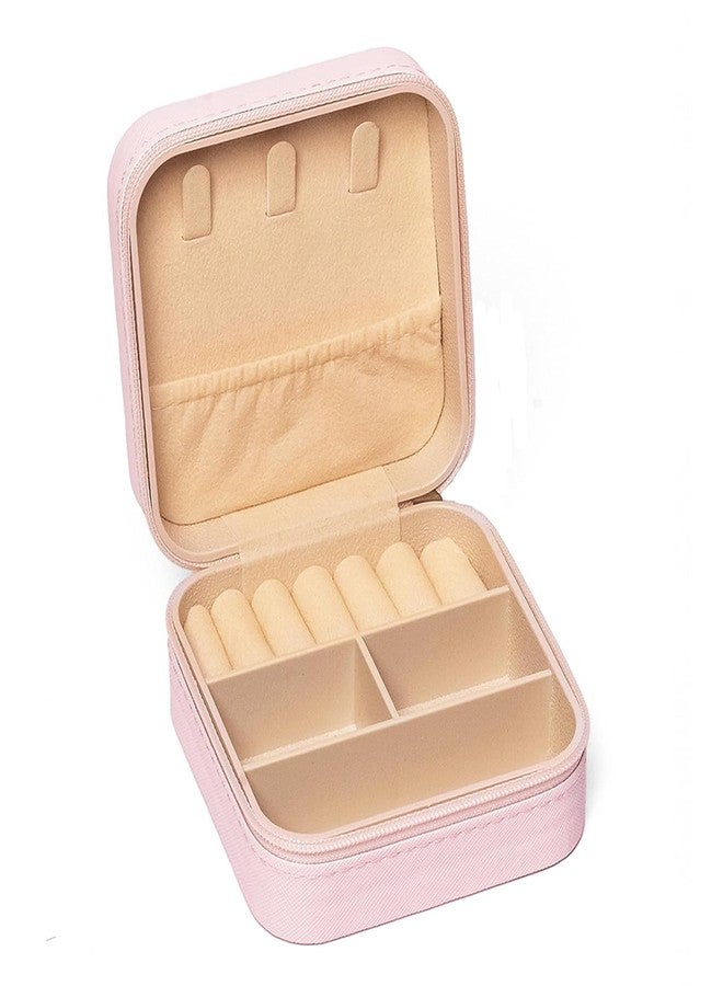 SADMAX Mini Jewellery Travel Case, PU Leather Small Jewelry Organizer Box with Zipper, Portable Necklace Earrings Rings Holder with Dividers for Women – Perfect for Travel & Home Storage - Image 1