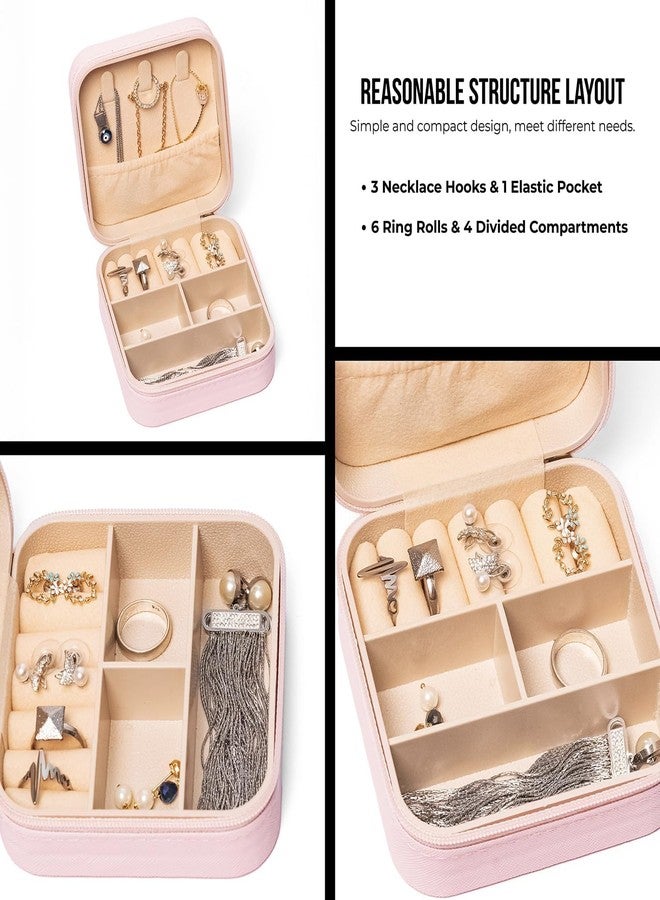 SADMAX Mini Jewellery Travel Case, PU Leather Small Jewelry Organizer Box with Zipper, Portable Necklace Earrings Rings Holder with Dividers for Women – Perfect for Travel & Home Storage - Image 5