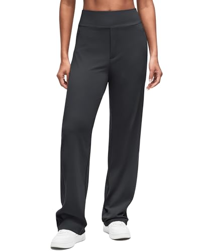 G4Free Business Casual Pants for Women Straight Leg Dress Slacks with Pockets Womens Dressy Work Pants Pull On (Black,XL,30") - Image 1