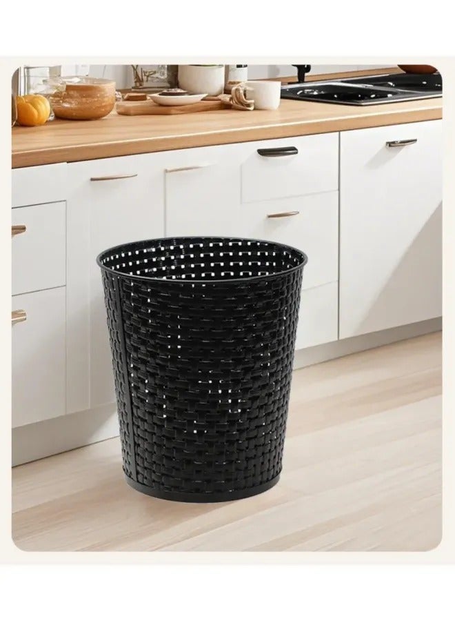 Light Luxury Hollow Metal Trash Can, Thickened Electroplated Iron Waste Bin, Open Top Decorative Waste Basket For Bedroom Office Kitchen Hotel - Image 1