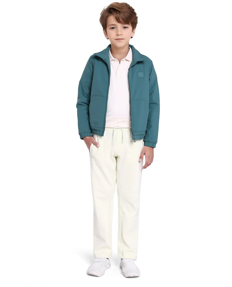 رير ونز Rare Ones Kids Roston Green Polyester Full Sleeve Solid Jacket