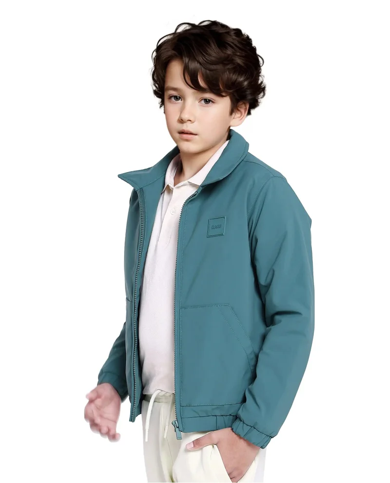 Rare Ones Rare Ones Kids Roston Green Polyester Full Sleeve Solid Jacket