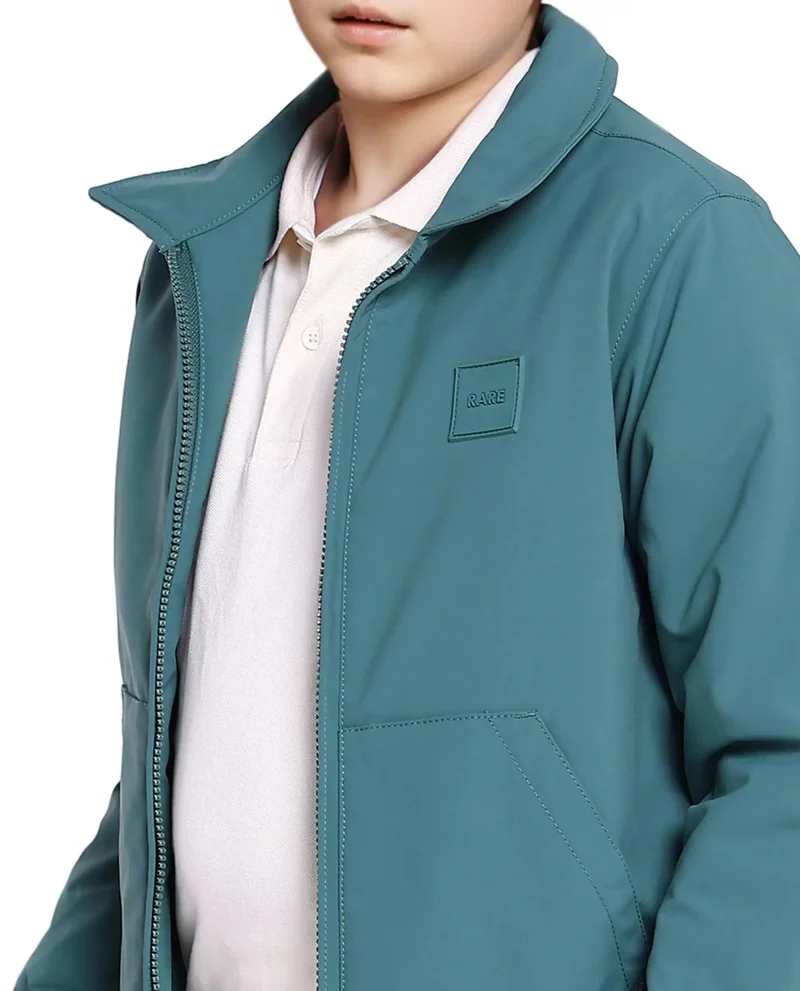 Rare Ones Rare Ones Kids Roston Green Polyester Full Sleeve Solid Jacket