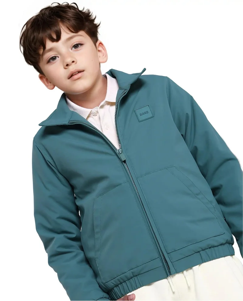 Rare Ones Rare Ones Kids Roston Green Polyester Full Sleeve Solid Jacket