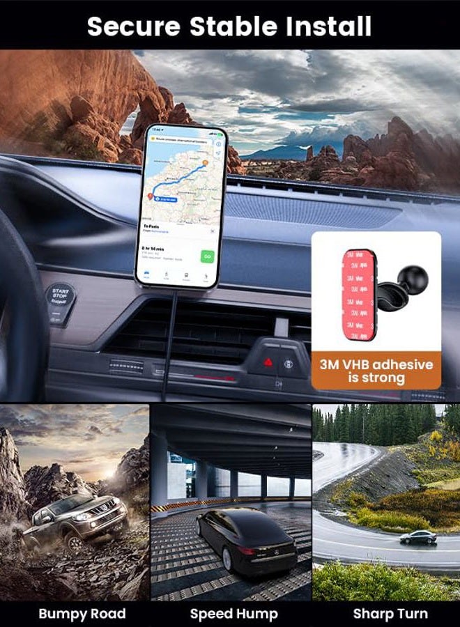 MOKPR for Magsafe Car Mount Charger-15W Wireless Car Charger-Magnetic Car Phone Holder for Dash Air Vent-LED RGB HandsFree Car Mount Fast Car Charger for iPhone 14/13/12 Series - Image 4