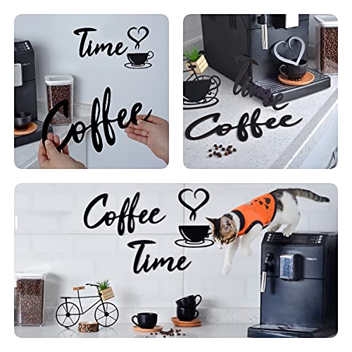 4eN Coffee Time Wall Sign – Modern MDF Wooden Wall Decor for Kitchen & Coffee Bar – Stylish Cafe & Coffee Corner Decoration-4 Pieces - Image 4