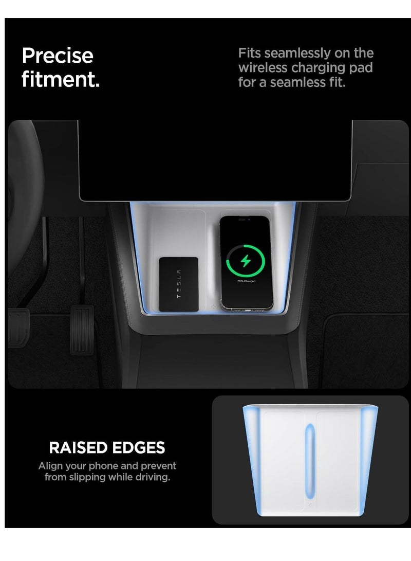 سبايجن قاعدة شحن لاسلكي فائقة النحافة من Spigen لسيارة Tesla Model Y Juniper (2026/2025) [شحن بدون عوائق] غطاء حماية من السيليكون - أسود - Image 5