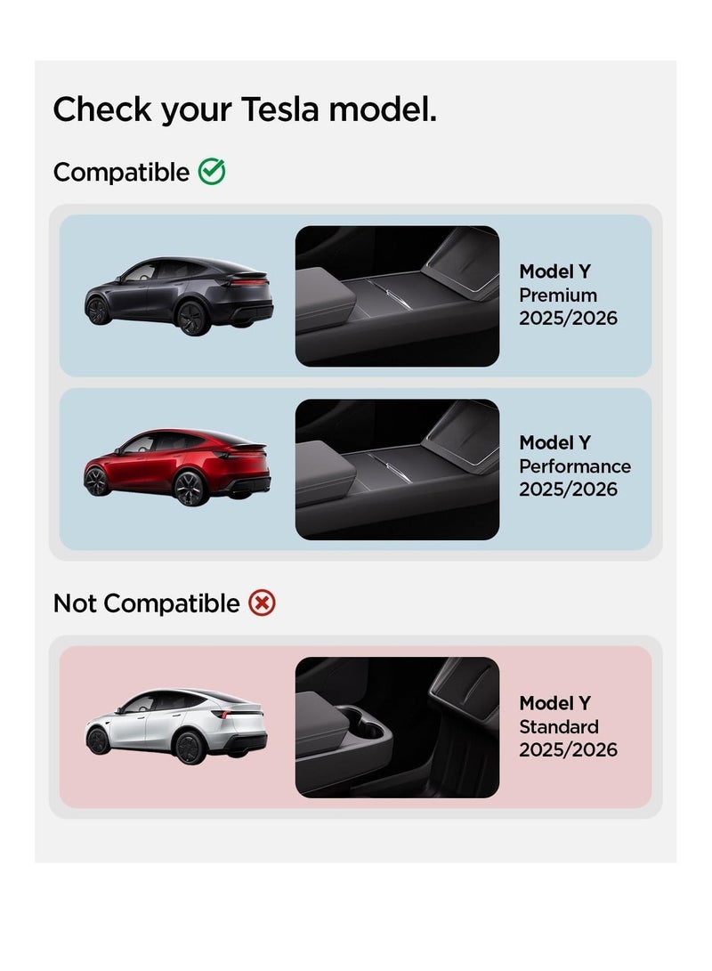 سبايجن قاعدة شحن لاسلكي فائقة النحافة من Spigen لسيارة Tesla Model Y Juniper (2026/2025) [شحن بدون عوائق] غطاء حماية من السيليكون - أسود - Image 2