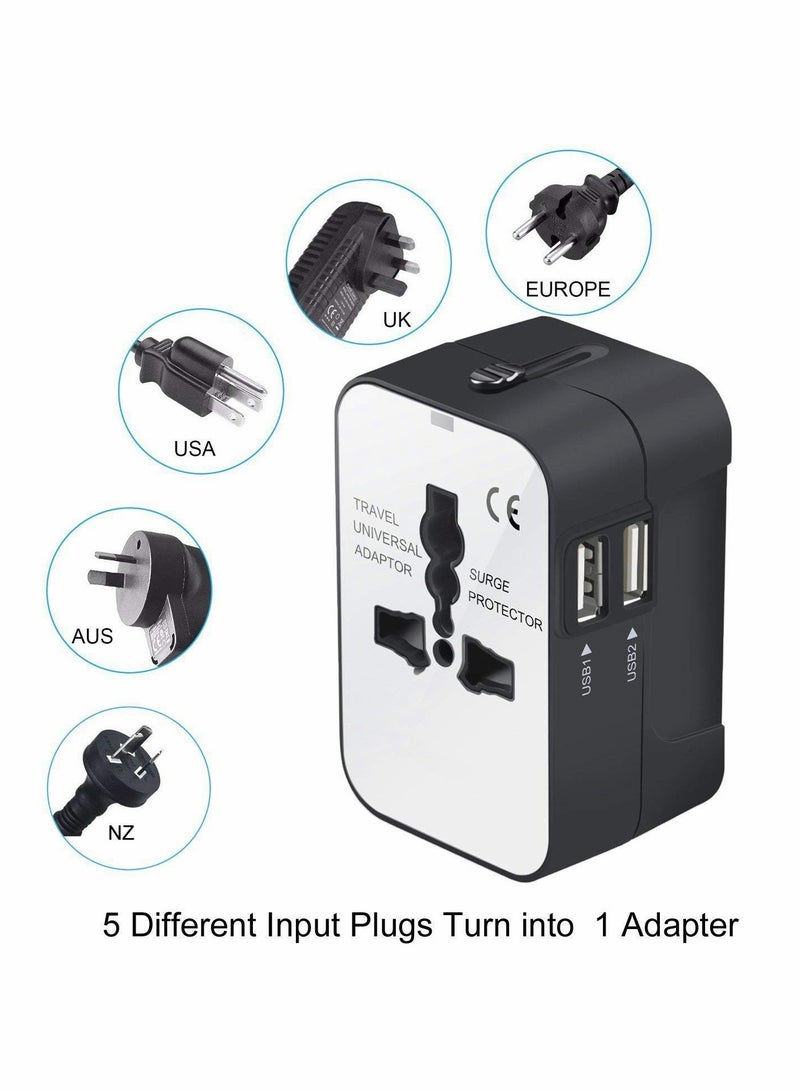 Excefore Travel Adapter, Worldwide All in One Universal Travel Adaptor Wall AC Power Plug Adapter Wall Charger with Dual USB Charging Ports for Cell Phone Laptop  - Image 2