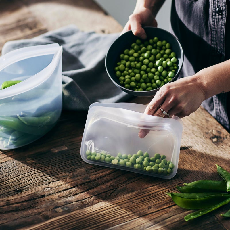 Stasher Premium Silicone Reusable Food Storage Snack Bag, Clear, Microwave, Sous Vide, Dishwasher, Oven and Freezer Safe, BPA Free, Leak-free, Eco-friendly, 12 Oz - Image 3