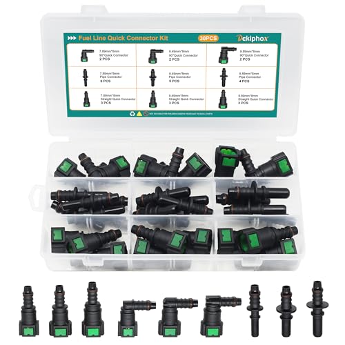 Dekiphox 30pcs Assorted Fuel Line Quick Connector Set, Fuel Line Repair Kit Hose Release Connect Fittings SAE 7.89mm 9.49mm 9.89mm to ID 8mm - Image 1