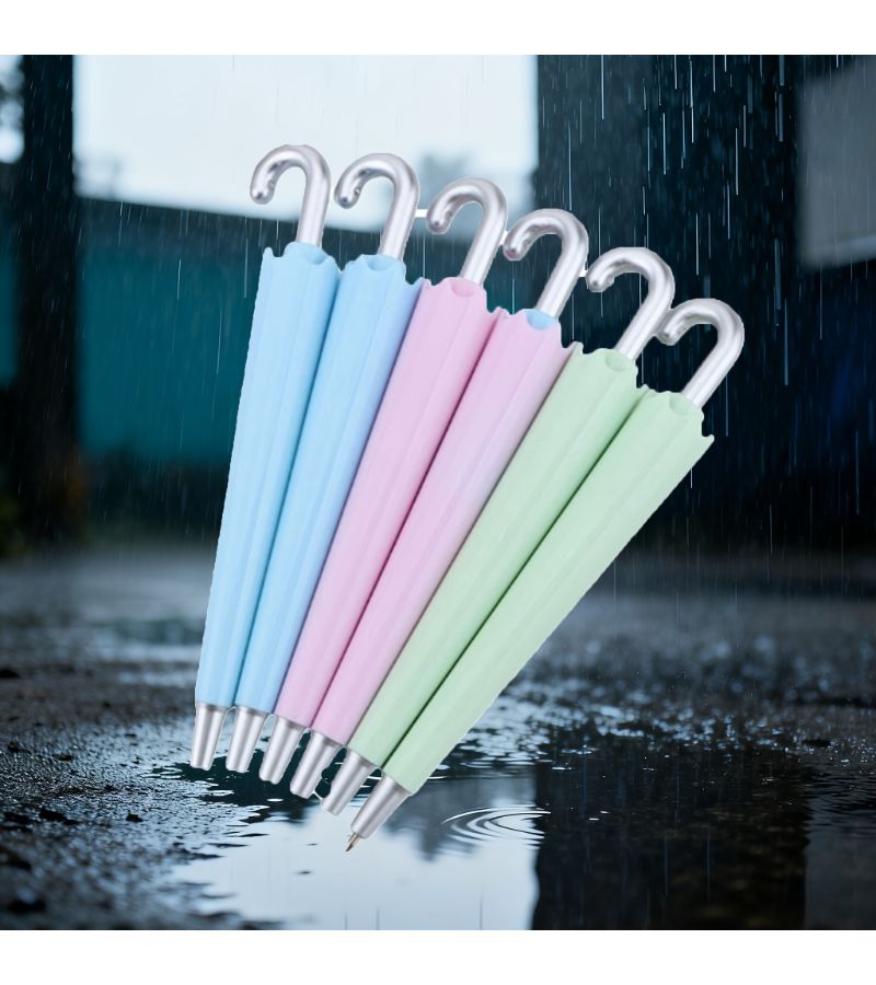 6 Random Color Umbrella Shaped Ballpoint Pens For Students School Office And Gifts - Image 5