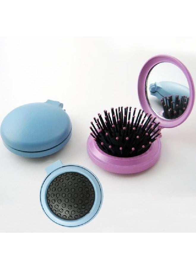 1st Choice Travel Folding Hair Brush Mirror Pocket Purse Car Camping Compact 2.5" Gift 1Pc  - Image 2