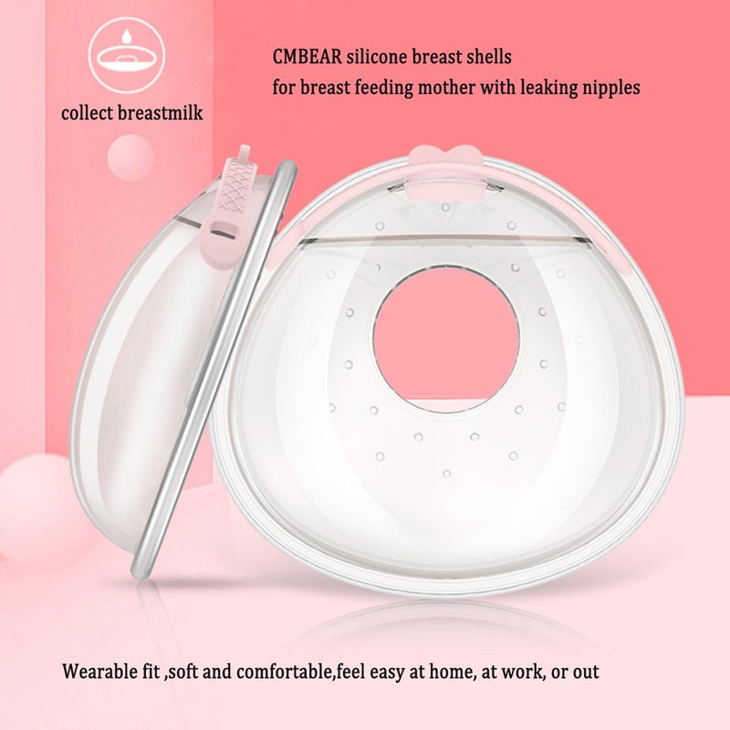 Cmbear Breast Shells Milk Collector, with a Storage Organizer Box for Breastfeeding Nursing Mum, Collect Leaking Breastmilk,Reusable Silicon Pads, Soft and Skin-Friendly, Easy to Wear,Protect Sore Nipples - Image 3