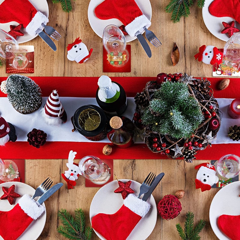 PRINTELLIGENT Christmas Wooden Tea Coasters for Drinks Merry Christmas Decoration Item Set of 6 Christmas Coaster - Image 4
