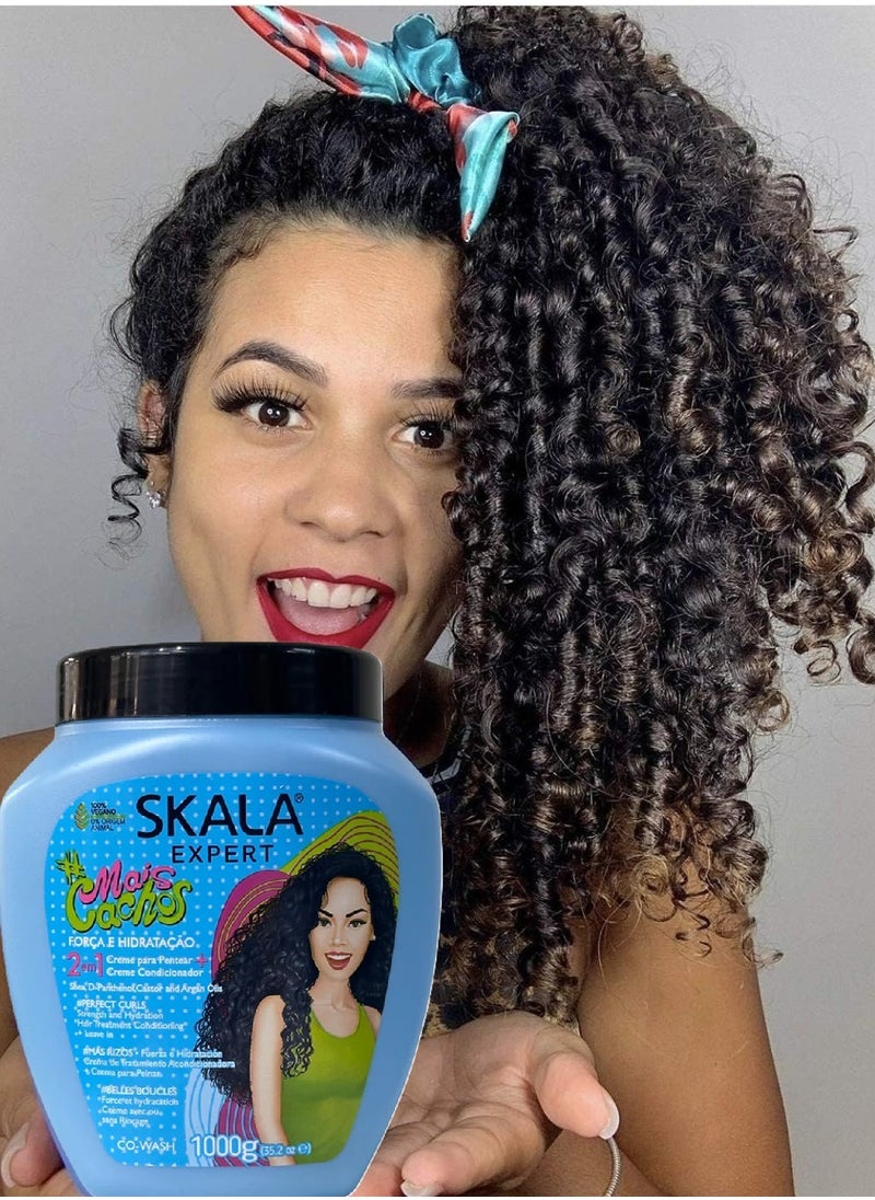 SKALA - SKALA Mais Cachos For Hair Type 3ABC - Hydrate Curls Eliminate Frizz, For Curly Hair 2 IN 1 Conditioning Treatment Cream and Cream To Comb 1000g - Image 1