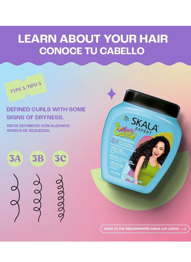 SKALA - SKALA Mais Cachos For Hair Type 3ABC - Hydrate Curls Eliminate Frizz, For Curly Hair 2 IN 1 Conditioning Treatment Cream and Cream To Comb 1000g - Image 1