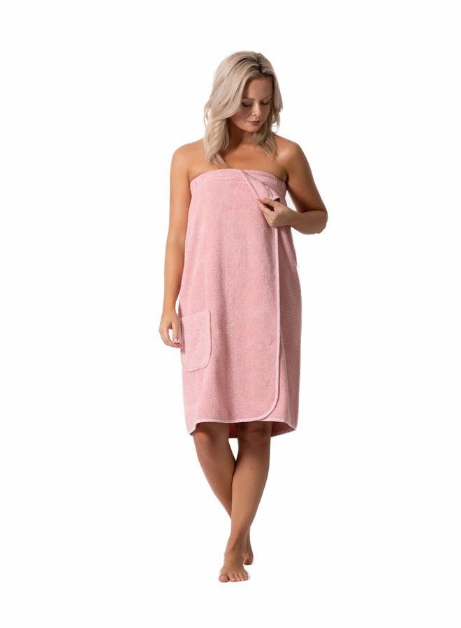 Robe Direct Women's Terry Cloth Spa and Bath Towel Wrap with Adjustable Closure & Elastic Top (Powder, Large/One Size) - Image 2