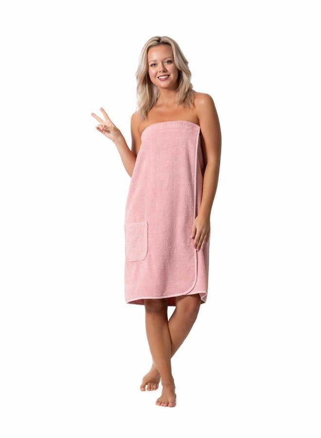 Robe Direct Women's Terry Cloth Spa and Bath Towel Wrap with Adjustable Closure & Elastic Top (Powder, Large/One Size) - Image 4
