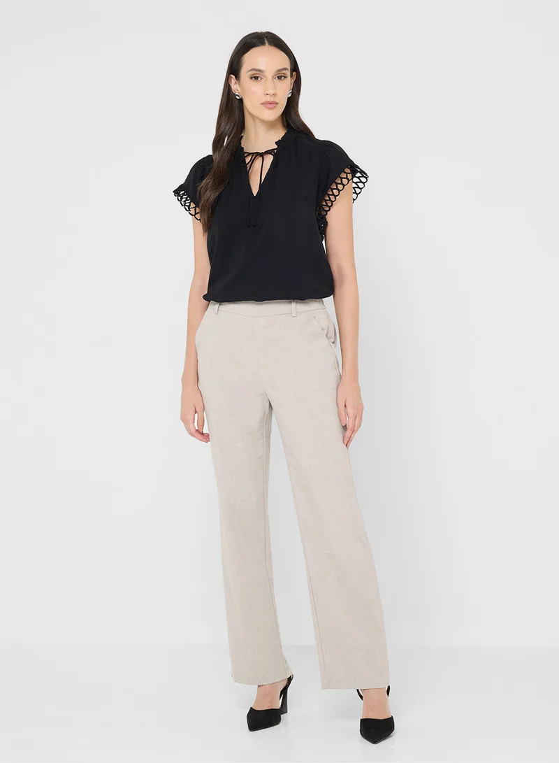 VERO MODA High Waist Tailored Straight Fit Pants