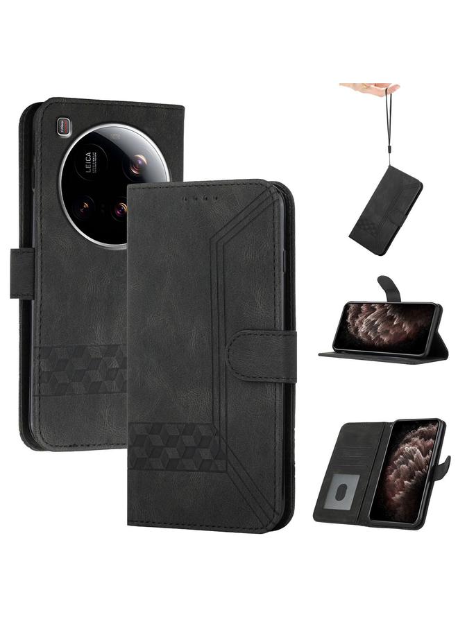 erorex Case For Xiaomi 15 Ultra Cubic Skin Feel Flip Leather Phone Case - Image 1