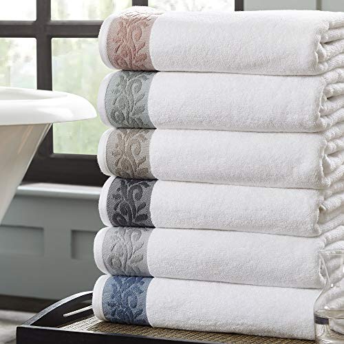 Modern Threads 600 GSM 6-Piece Towel Set with Filgree Jacquard Border Blue - Image 2