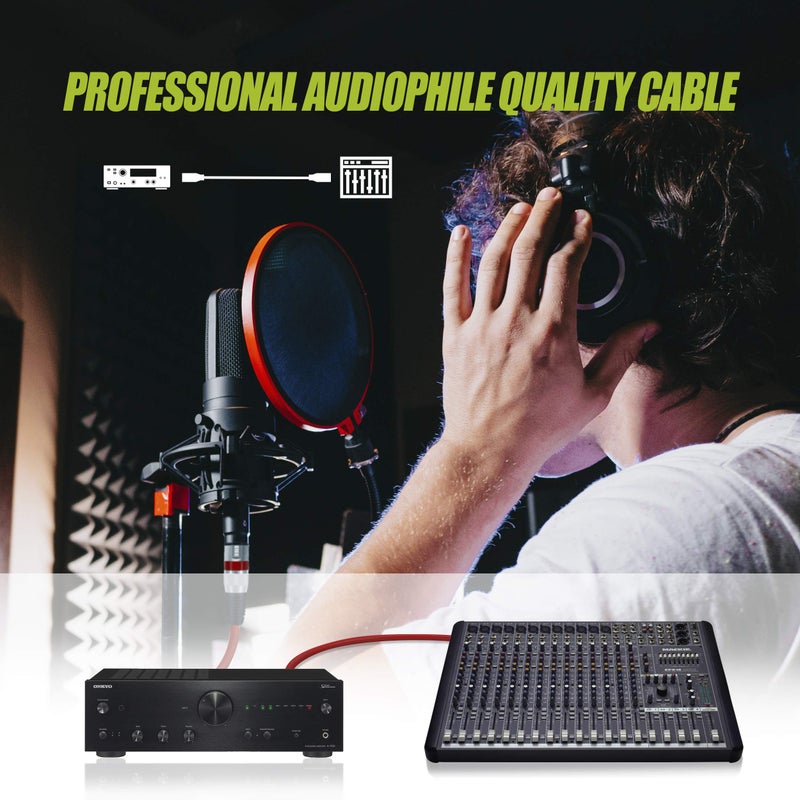 GearIT XLR to XLR Microphone Cable (10 Feet, 6 Pack) XLR Male to Female Mic Cable 3-Pin Balanced Shielded XLR Cable for Mic Mixer, Recording Studio, Podcast - Multi Colored, 10Ft, 6 Pack - Image 3