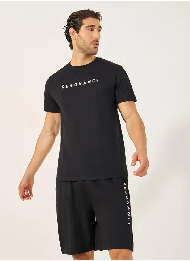 ستايلي Slogan Print Round Neck T-Shirt and Short Pyjama Set