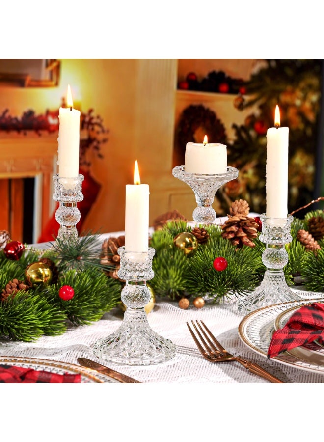 Clean Glass Candlestick Holders 4 inch Set of 2, Taper Candle Holders , Clear Glass Candle Holders,for Wedding Festival, Party & Festival Decor - Image 4