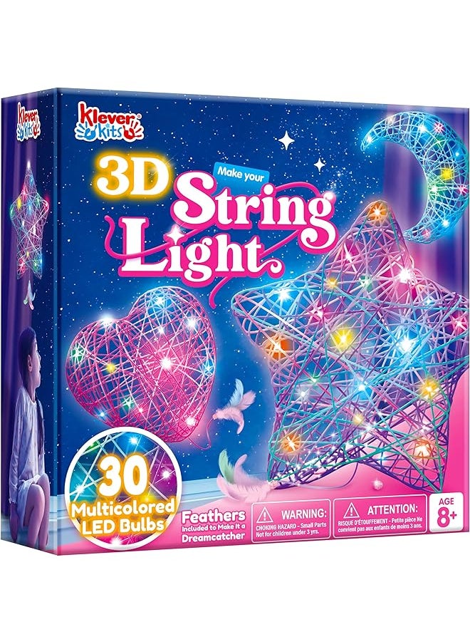 The Bros 3D String Art Kit for Kids - 62 Pcs Birthday Gifts for Kids with 30 Multi-Colored LED Bulbs & 6 Balloons - Crafts for Girls and Boys Ages 6-12 - DIY Lantern Toys for Age 6 7 8 9 10 11 12 Year Old Girl  - Image 1