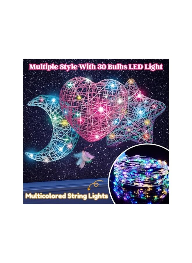 The Bros 3D String Art Kit for Kids - 62 Pcs Birthday Gifts for Kids with 30 Multi-Colored LED Bulbs & 6 Balloons - Crafts for Girls and Boys Ages 6-12 - DIY Lantern Toys for Age 6 7 8 9 10 11 12 Year Old Girl  - Image 4