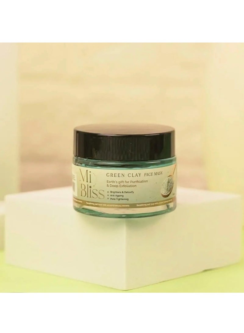 Mi Bliss Mi Bliss Green Clay Face Mask | Detoxifying Green Clay from Volcanic Ash | Deep Cleansing, Acne Control, Pore Tightening, Oil Regulation & Radiance Boosting – 50ml - Image 2