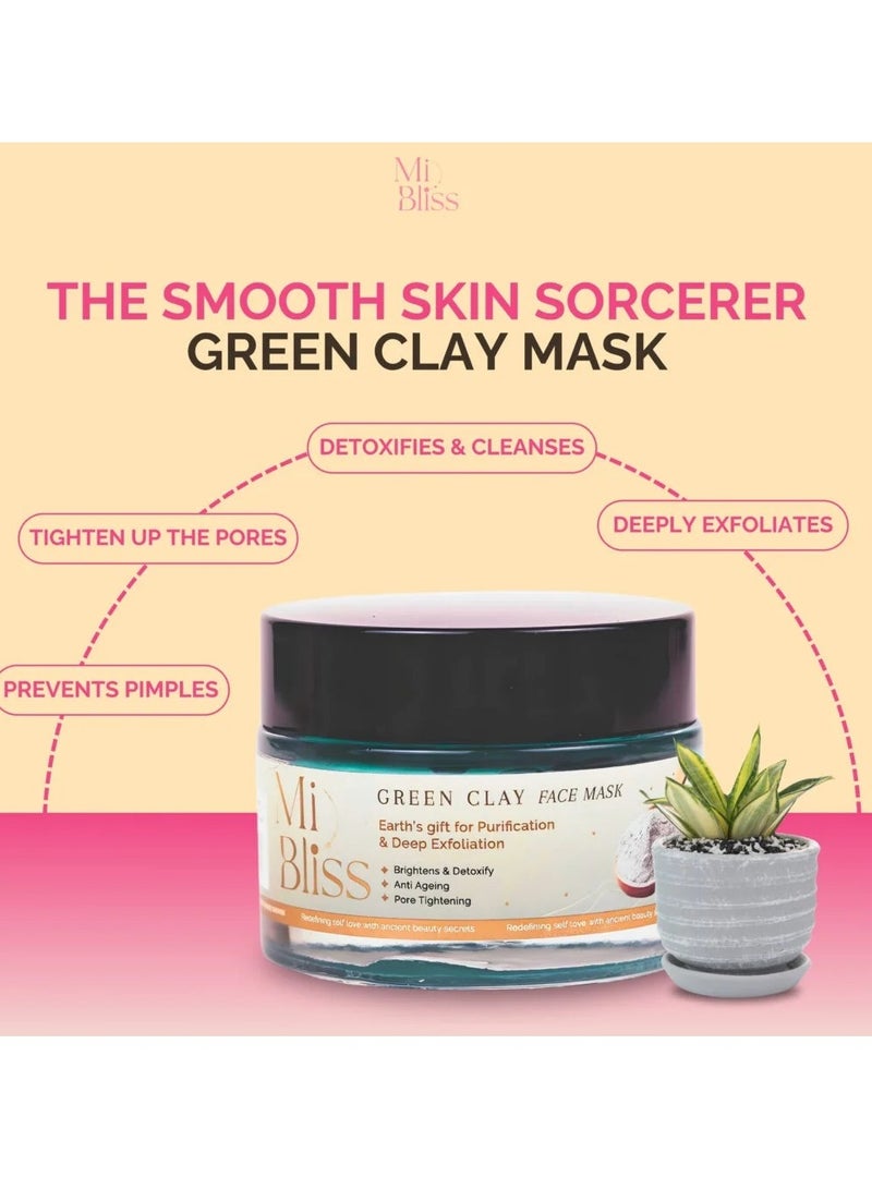 Mi Bliss Mi Bliss Green Clay Face Mask | Detoxifying Green Clay from Volcanic Ash | Deep Cleansing, Acne Control, Pore Tightening, Oil Regulation & Radiance Boosting – 50ml - Image 4