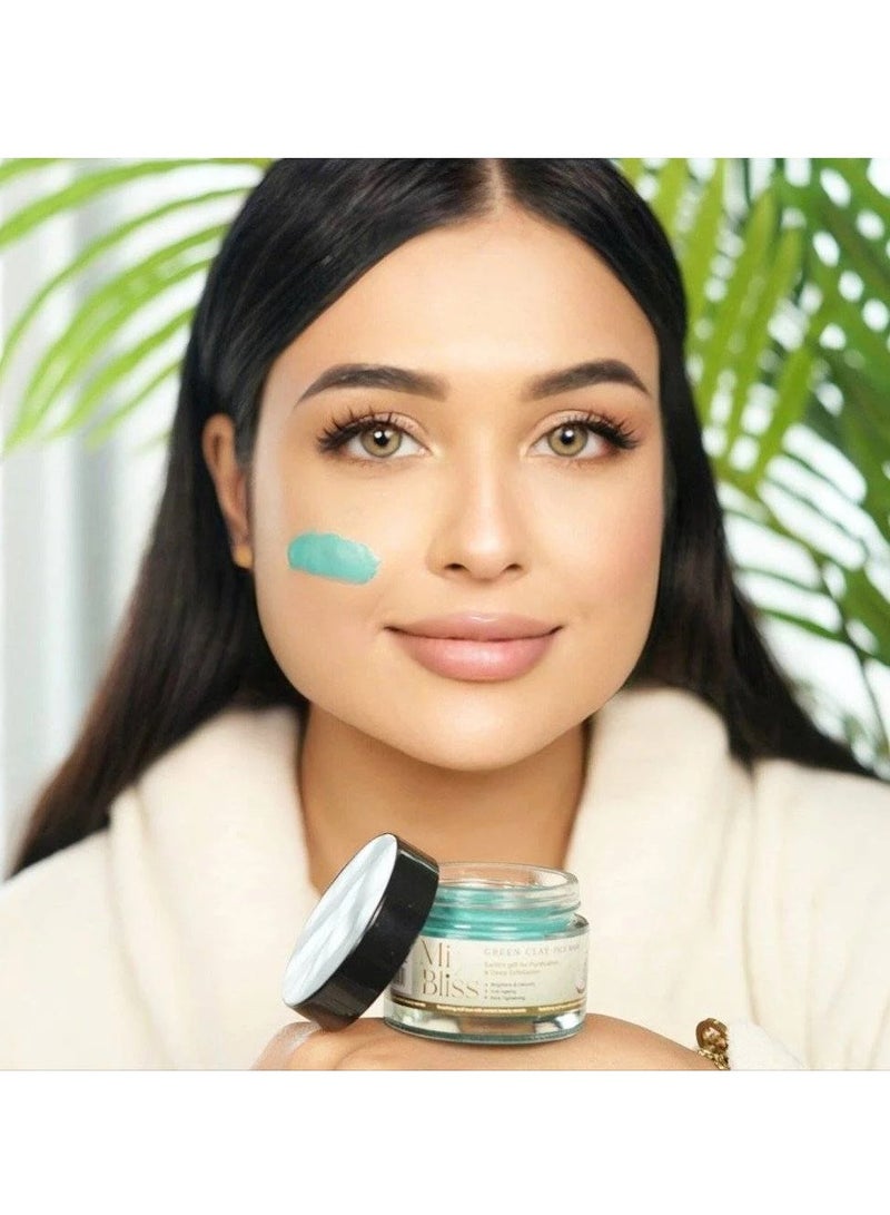 Mi Bliss Mi Bliss Green Clay Face Mask | Detoxifying Green Clay from Volcanic Ash | Deep Cleansing, Acne Control, Pore Tightening, Oil Regulation & Radiance Boosting – 50ml - Image 3