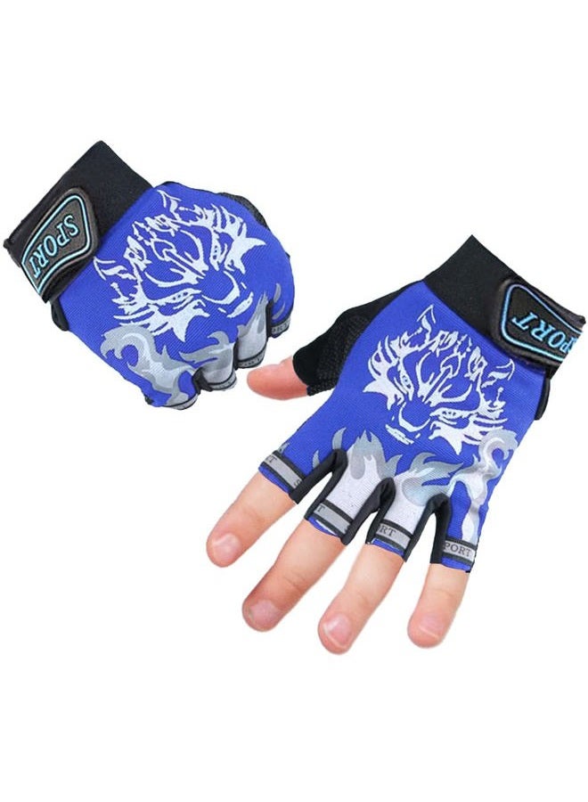 Luwint Fingerless Fishing Gloves for Kids Half Finger Grip Sun Mitten for Children 5-8 Yrs Old Cycling Camping Hiking Small blue - Image 4