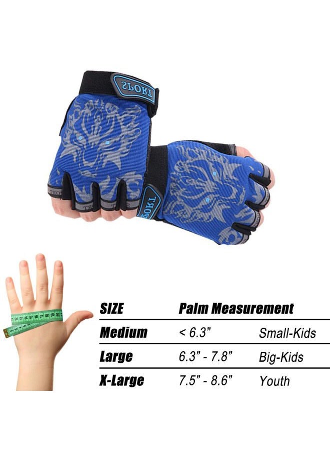 Luwint Fingerless Fishing Gloves for Kids Half Finger Grip Sun Mitten for Children 5-8 Yrs Old Cycling Camping Hiking Small blue - Image 5