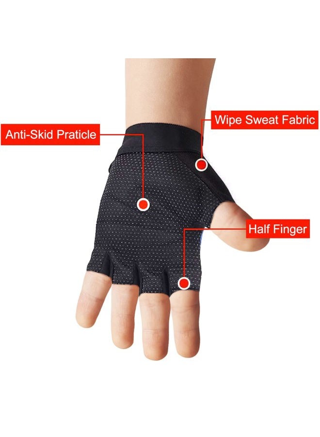 Luwint Fingerless Fishing Gloves for Kids Half Finger Grip Sun Mitten for Children 5-8 Yrs Old Cycling Camping Hiking Small blue - Image 3