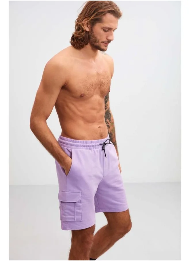 GRIMELANGE Grimelange Fremont Men's Cargo Pocket Lilac Shorts