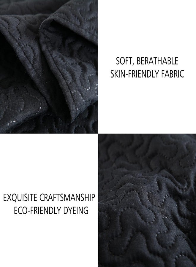 JML Quilts Set, Bedspread Coverlet Set with Pillowcases - 3 Piece Soft and Lightweight Bed Quilt for Spring, Autumn and Summer (Embossed Stripe - Black, Full/Queen(88"x92")) - Image 4