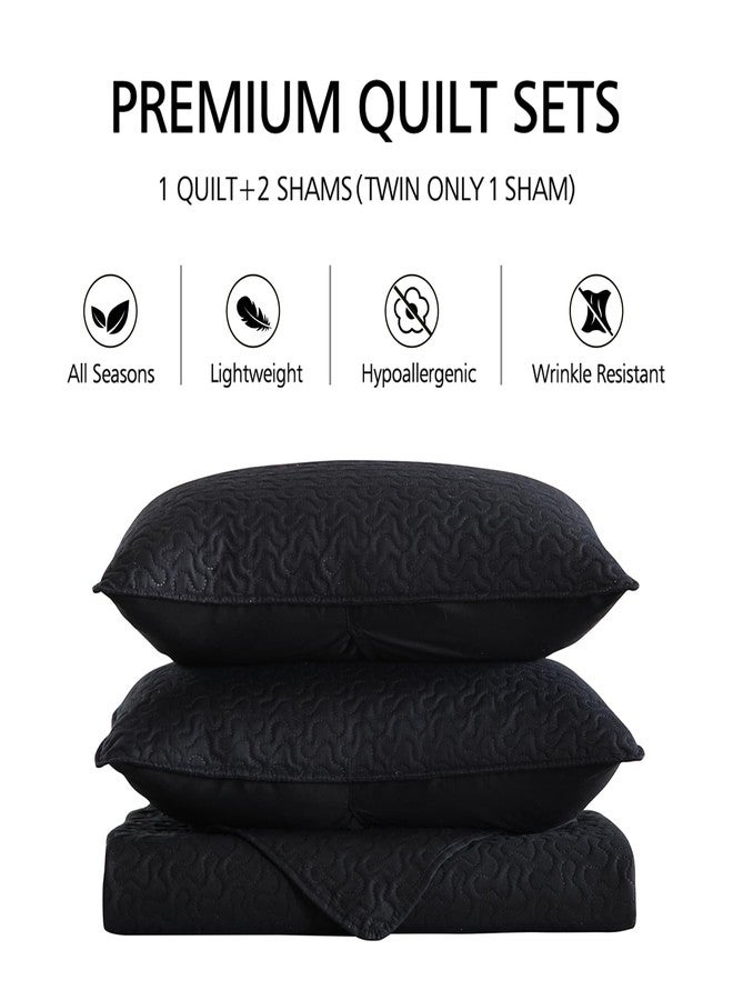 JML Quilts Set, Bedspread Coverlet Set with Pillowcases - 3 Piece Soft and Lightweight Bed Quilt for Spring, Autumn and Summer (Embossed Stripe - Black, Full/Queen(88"x92")) - Image 5