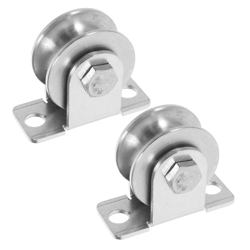 بكرة البكرة ذات الأخدود على شكل حرف U من الفولاذ المقاوم للصدأ، قطعتان لأنظمة سكك أبواب البوابات المنزلقة - Image 1