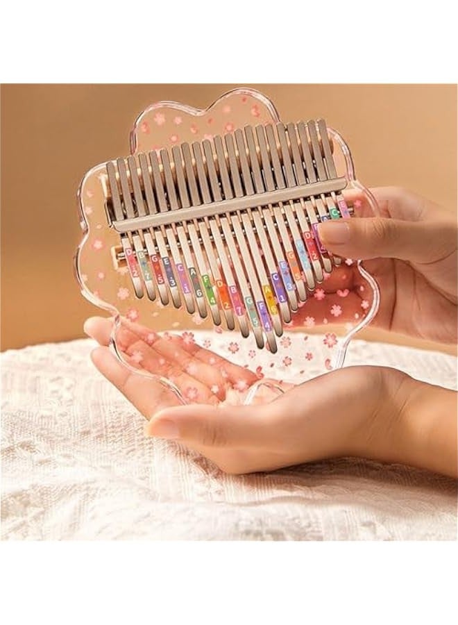 Generic Cherry Blossom Crystal Acrylic Thumb Piano with LED Light Base - 21 Keys Mbira Instrument and Accessories for Adults, Beginners - Unique  Gift  - Image 2