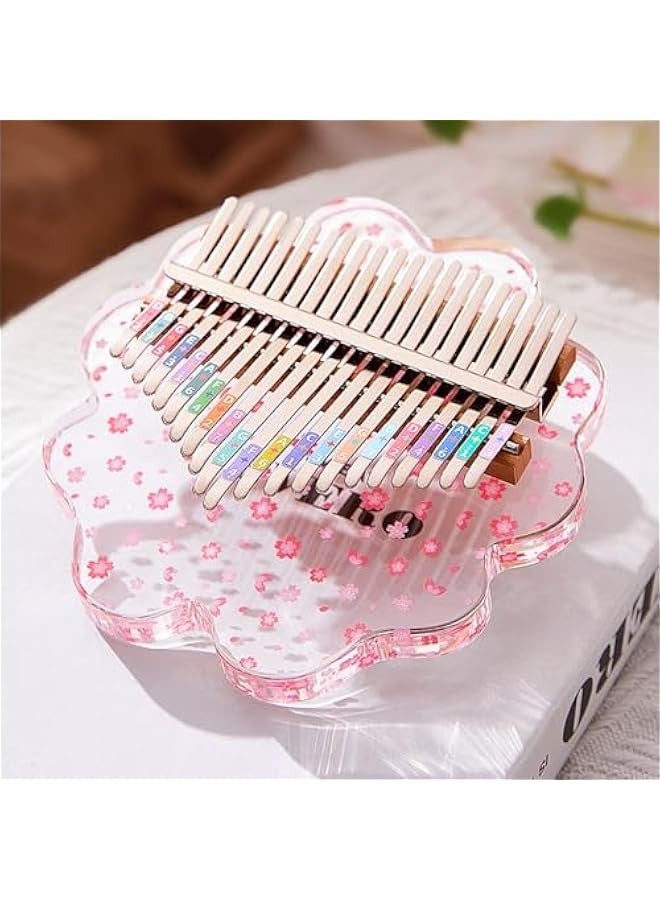 Generic Cherry Blossom Crystal Acrylic Thumb Piano with LED Light Base - 21 Keys Mbira Instrument and Accessories for Adults, Beginners - Unique  Gift  - Image 3