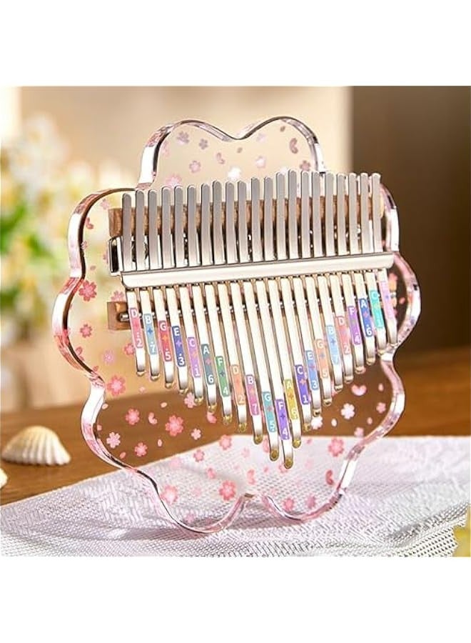 Generic Cherry Blossom Crystal Acrylic Thumb Piano with LED Light Base - 21 Keys Mbira Instrument and Accessories for Adults, Beginners - Unique  Gift  - Image 4