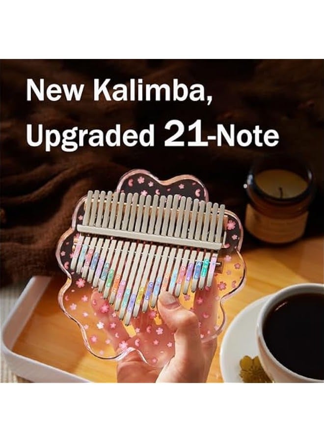 Generic Cherry Blossom Crystal Acrylic Thumb Piano with LED Light Base - 21 Keys Mbira Instrument and Accessories for Adults, Beginners - Unique  Gift  - Image 5