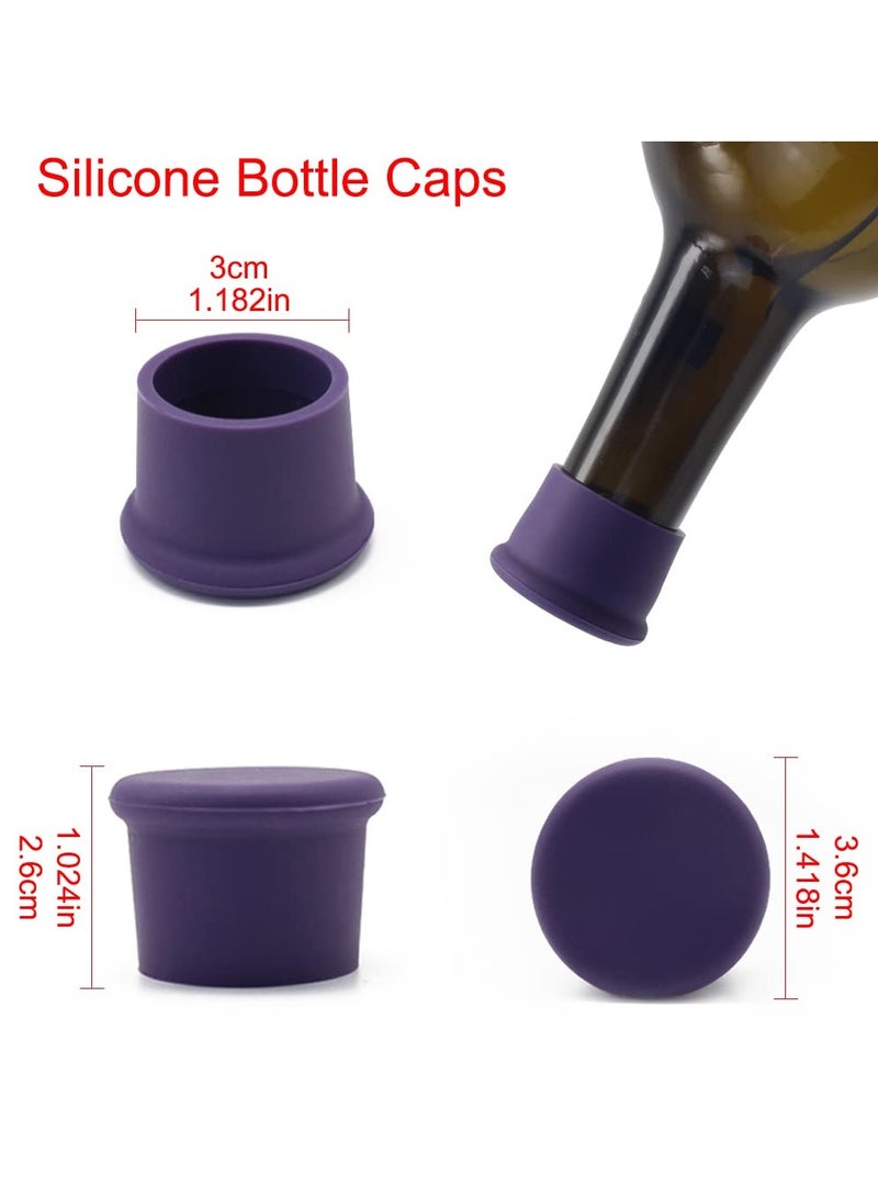 SOLARAE Wine Stoppers, Wine Sealer for Wine Bottles, Silicone Wine Bottle Caps, Reusable Wine Champagne Beer Bottle Stopper, Wine Corks for Wine Glass Beverages Beer Bottles Holiday - Image 2