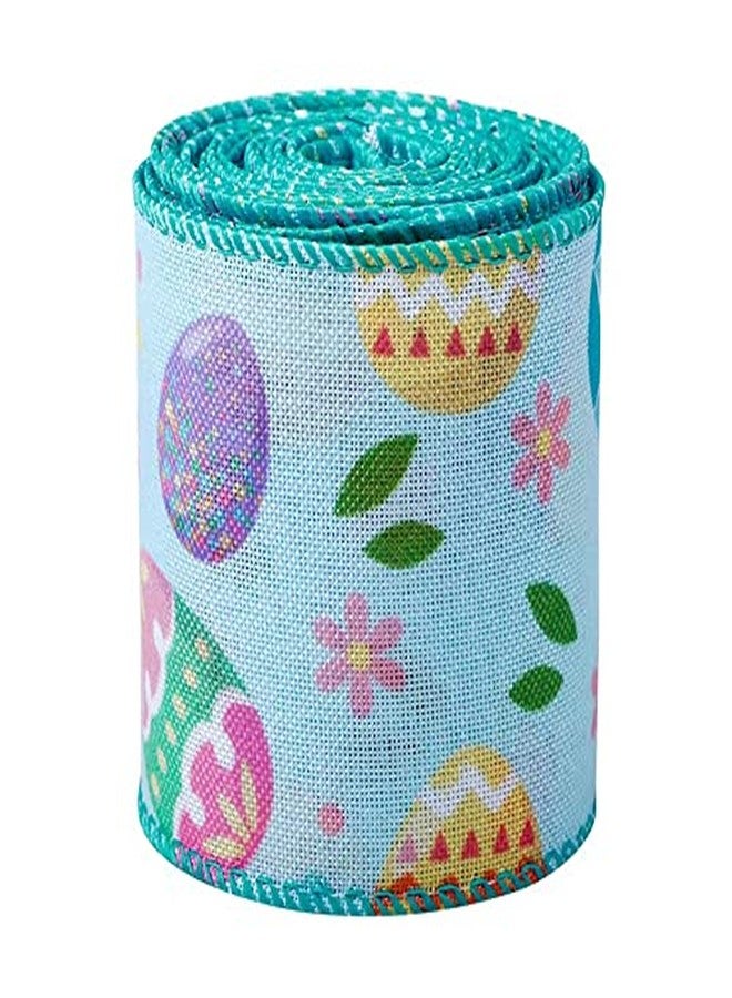 SIMISI RIBBON Wired Burlap Ribbon Easter Egg Bunny Ribbons Craft Ribbon for Easter Day DIY Present Wrapping, Home Decoration, 2-1/2 inch, 6 Yards - Image 1