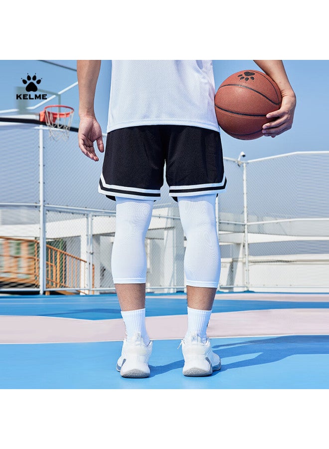 KELME وسادات ركبة كرة السلة ضاغطة بسبع نقاط للرجال مع حراس الساقين من نوع خلية النحل مقاومة للصدمات - بنطلون طبقة أساسية أبيض M - Image 5