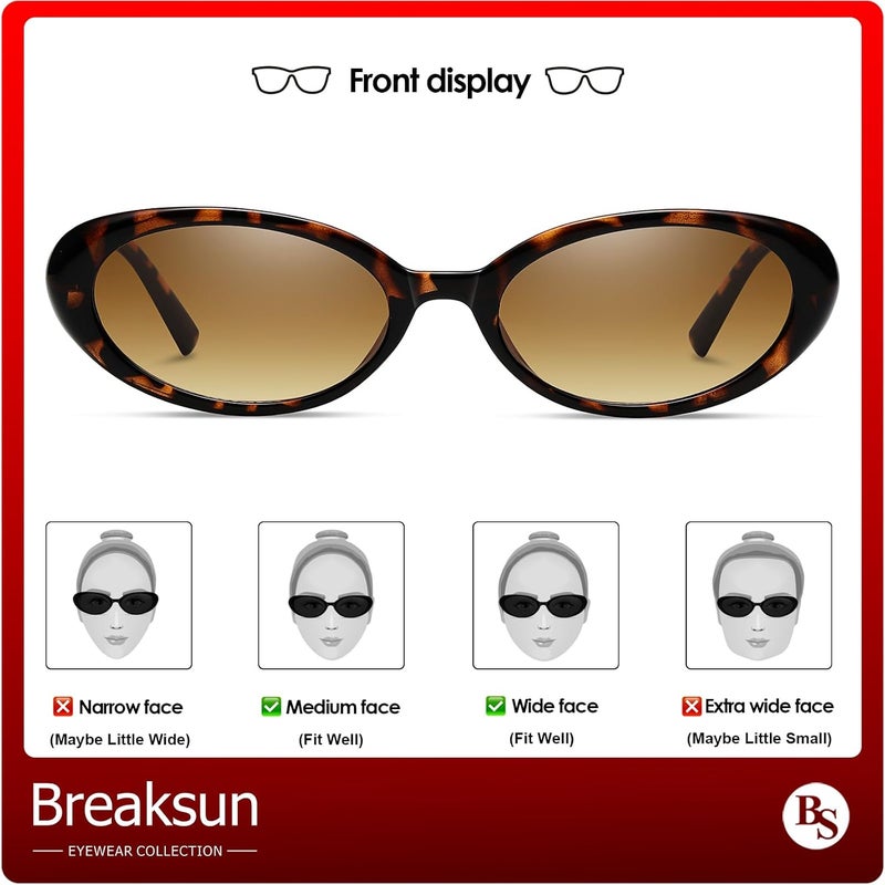 Breaksun Retro Oval Sunglasses for Women Men Fashion Small Oval Sunglasses 90s Vintage Shades - Image 4