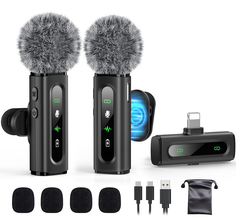 GoorDik Wireless Lavalier Microphone for iPhone Recording Clipon Mini Mic for iPhonefor iPad Video Recording with Rotatable ClipDenoise Recording Portable Mic Set for Content Creators - Image 2